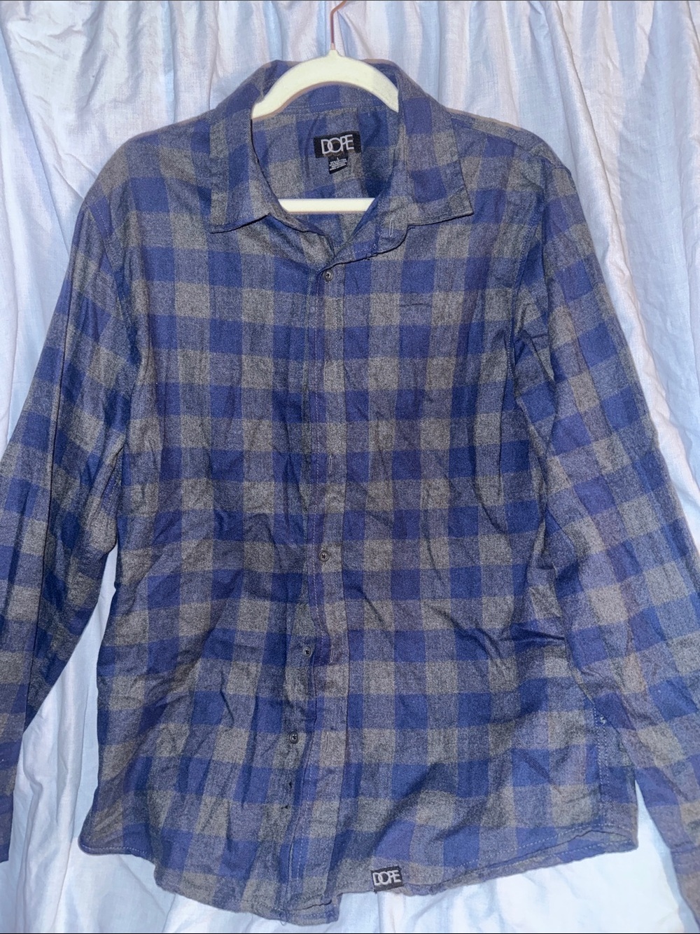 DOPE Blue & Gray Plaid Lightweight Shirt Jacket